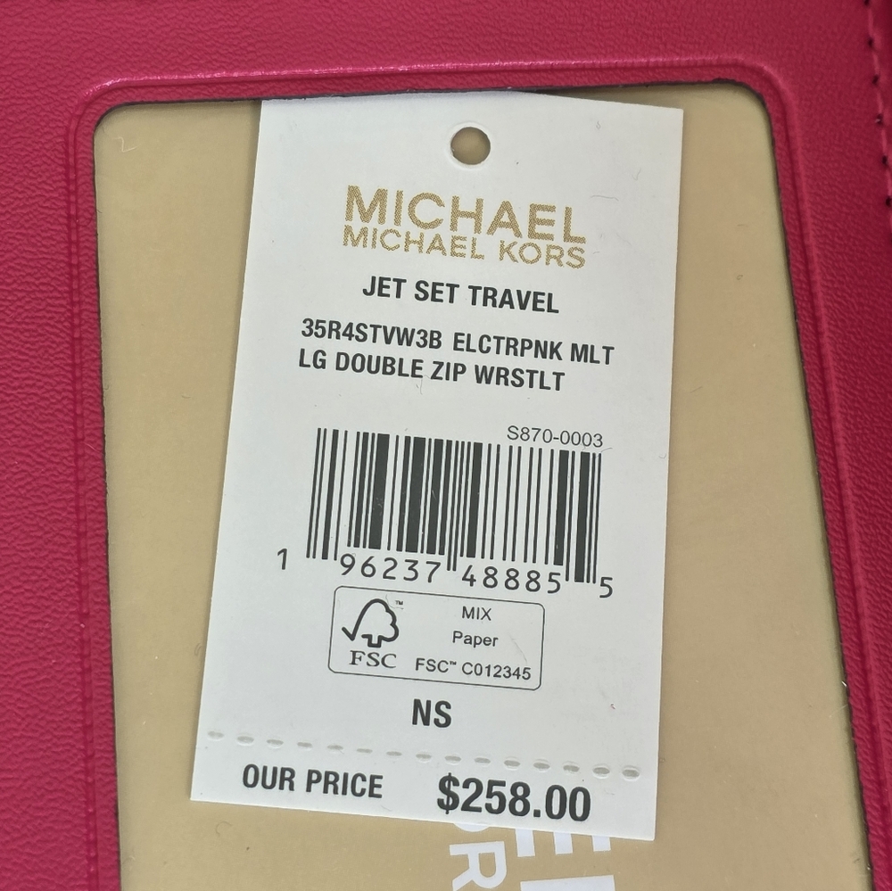 Michael Kors Jet Set Pink Double Zip Wristlet - Picture 5 of 6